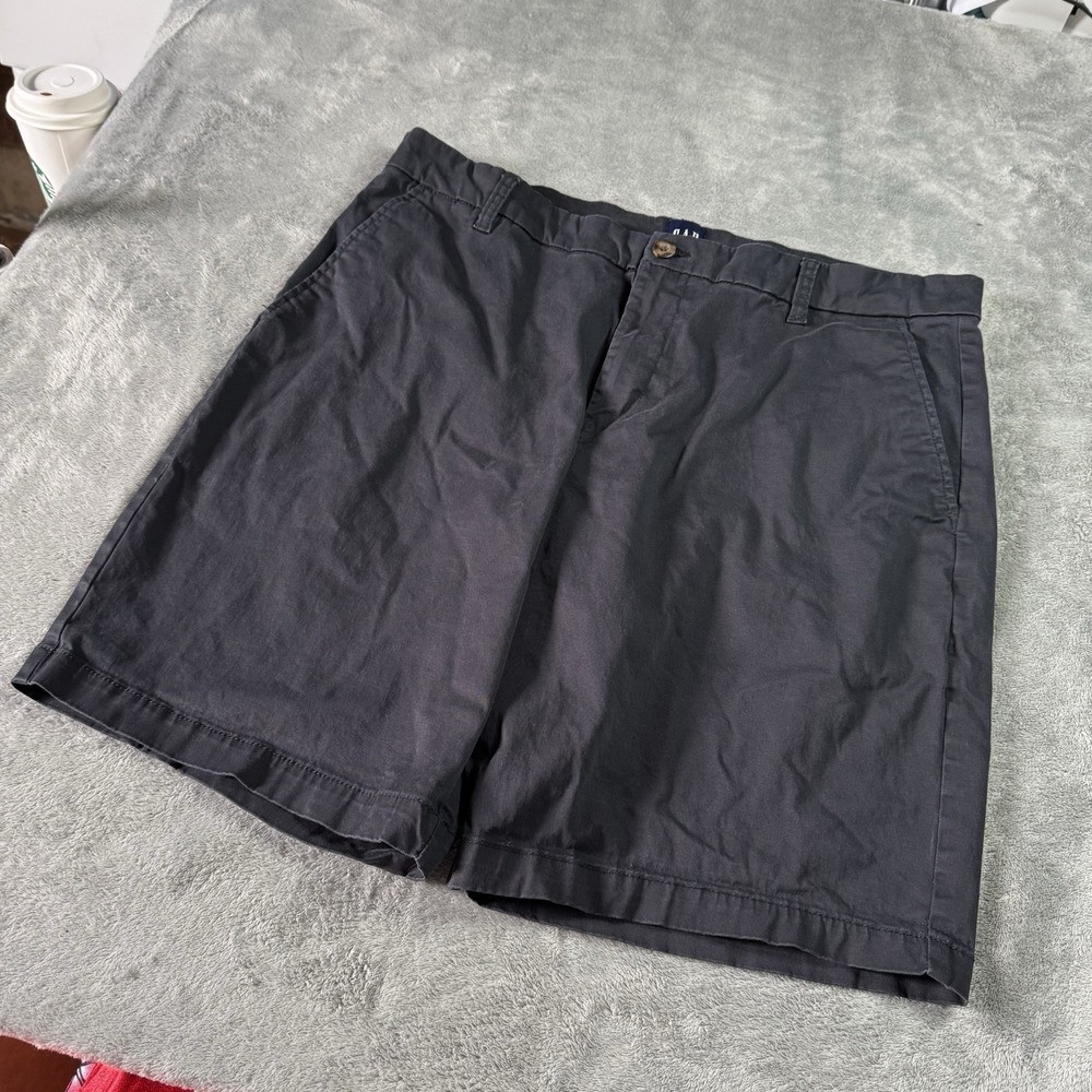 Gap 9" Chino Shorts Black‎ Flat Front Mens Size 38 Preppy Golf Outdoor Office